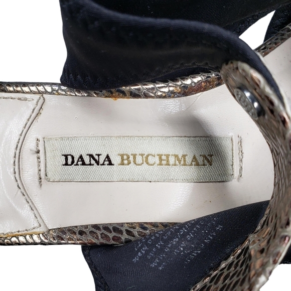 Dana Buchman | Black Fabric Retro Open Toe Block Heel Sling Back Heels Women's 6 - Picture 5 of 13